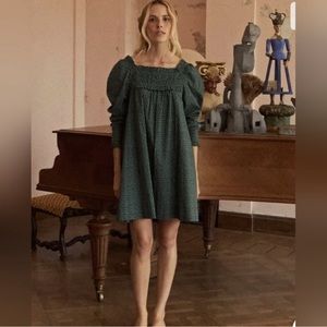 Doen Serene Dress Evergreen Winter Ditsy M